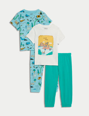 

M&S Collection Pack de 2 pijamas 100% algodón con estampado de camping (1-8 años) - Turquoise, Turquoise