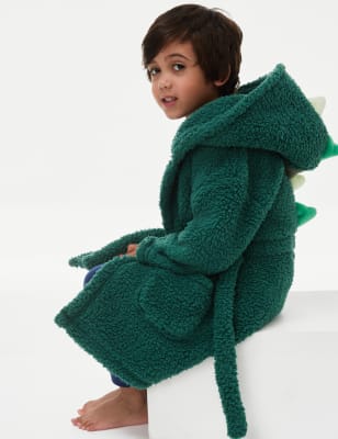 

Boys M&S Collection Dinosaur Hooded Dressing Gown (1-8 Yrs) - Green Mix, Green Mix