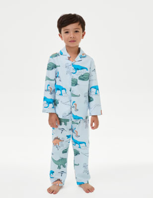 M&S Boys Dinosaur Revere Pyjamas (1-8 Yrs) - 3-4 Y - Ice Blue, Ice Blue