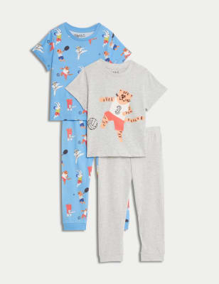 

Boys M&S Collection 2pk Pure Cotton Sports Animals Pyjama Sets (1-8 Yrs) - Fresh Blue, Fresh Blue