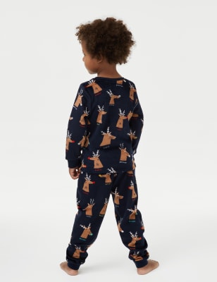 

Boys M&S Collection Velour Reindeer Pyjamas (1-8 Yrs) - Navy, Navy