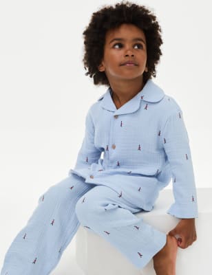 

Boys M&S Collection Pure Cotton Soldier Pyjamas (2-8 Yrs) - Blue Mix, Blue Mix