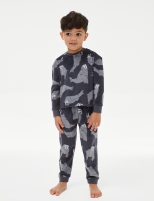 

Boys M&S Collection Velour Walrus Pyjamas (1-8 Yrs) - Multi Greys, Multi Greys