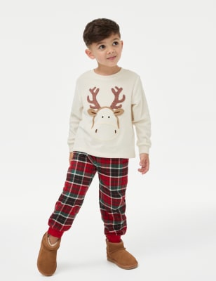 

Boys M&S Collection Reindeer Waffle Christmas Pyjamas (1-8 Yrs) - Neutral, Neutral