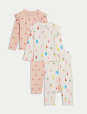 

M&S Collection 2er-Pack Schlafanzugsets aus reiner Baumwolle, mit Lolly- und Sonnenmotiv (1-8 Jahre) - Ecru Mix, Ecru Mix