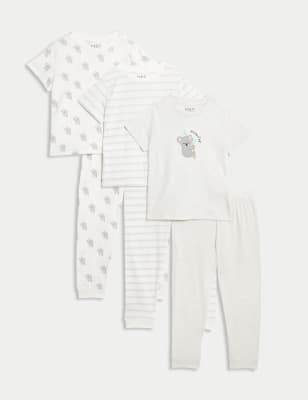 

M&S Collection 3er-Pack Schlafanzüge aus reiner Baumwolle mit Koalamotiv (1-8 J.) - Grey Mix, Grey Mix