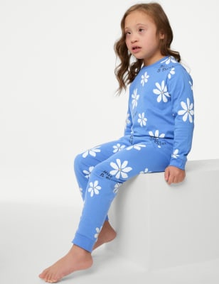 

M&S Collection Pijama 100 % algodón con estampado floral (1-8 años) - Blue, Blue