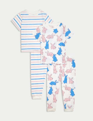 

M&S Collection Pack de 2 pijamas 100% algodón de rayas y conejito (1-8 años) - Ivory, Ivory