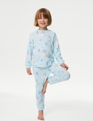 M&S Collection Girls Pure Cotton Frozen™ Pyjamas (2-8 Yrs) - 4-5 Y - Light Blue, Light Blue