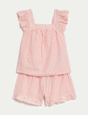 

Girls M&S Collection Pure Cotton Striped Frill Pyjamas (12 Mths - 8 Yrs) - Pink Mix, Pink Mix