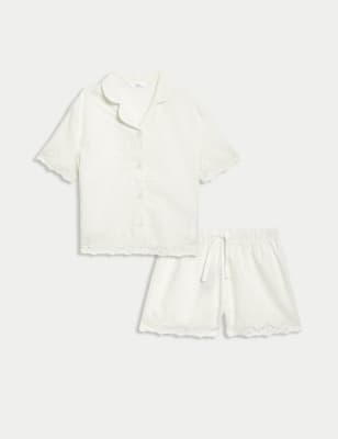 

Girls M&S Collection Pure Cotton Broderie Pyjamas (12 Mths - 16 Yrs) - Ivory, Ivory