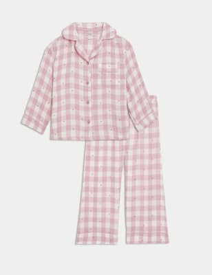 

M&S Collection Schlafanzug aus reiner Baumwolle mit Gingham-Muster (1-16 J.) - Pink, Pink