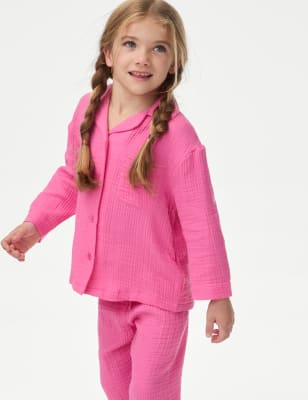 M&S Collection Girls Pure Cotton Pyjamas (1-16 Yrs) - 4-5 Y - Freesia, Freesia