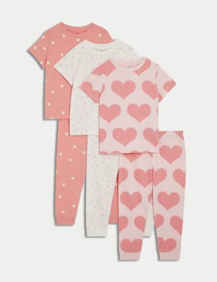 

M&S Collection Pack de 3 pijamas 100 % algodón con corazones (1-16 años) - Pink, Pink