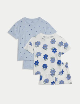 

M&S Collection Pack de 2 pijamas 100 % algodón con estampado floral (1-16 años) - Blue Mix, Blue Mix