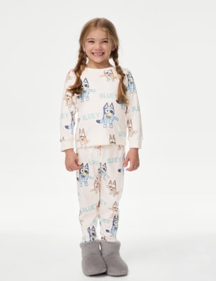 M&S Girls Bluey Velour Pyjamas (1-7 Yrs) - 2-3 Y - Ecru Mix, Ecru Mix