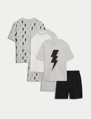 

M&S Collection Pack de 3 pijamas de algodón con diseño de relámpagos (6-16 años) - Grey Mix, Grey Mix