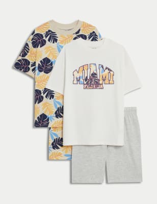 

M&S Collection 2er-Pack Schlafanzugsets mit hohem Baumwollanteil und Miami-Motiv (6-16 Jahre) - Yellow Mix, Yellow Mix