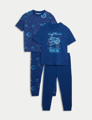 

Boys M&S Collection 2pk Pure Cotton Space Pyjama Sets (1-16 Yrs) - Indigo, Indigo