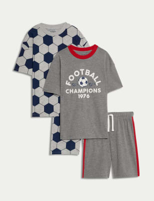 

M&S Collection 2er-Pack Schlafanzugsets mit hohem Baumwollanteil und Fußballmotiv (6-16 J.) - Grey Mix, Grey Mix