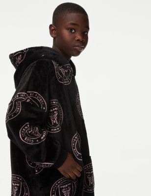 M&S Collection Fleece Inter Miami Oversized Hoodie (7-16 Yrs) - 7-8 Y - Black Mix, Black Mix