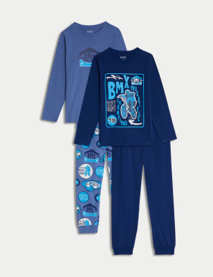 

Boys M&S Collection 2pk Pure Cotton BMX Pyjama Sets (6-16 Yrs) - Indigo, Indigo