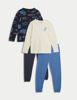 

Boys M&S Collection 2pk Pure Cotton Skater Pyjama Sets (6-16 Yrs) - Ecru Mix, Ecru Mix