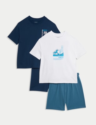 

M&S Collection Pack de 2 pijamas 100% algodón con diseño de Japón (6-16 años) - Navy, Navy