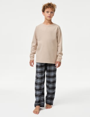 

Boys M&S Collection Cosy Waffle Checked Pyjamas (1-16 Yrs) - Neutral, Neutral