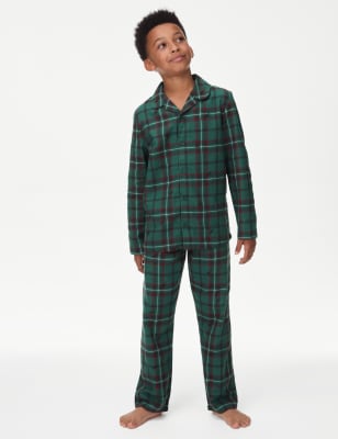 

Boys M&S Collection Pure Cotton Checked Pyjamas (1-16 Yrs) - Green, Green