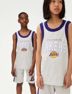 M&S Collection Boys NBA Pure Cotton LA Lakers Pyjamas (6-16 Yrs) - 13-14 - Multi, Multi