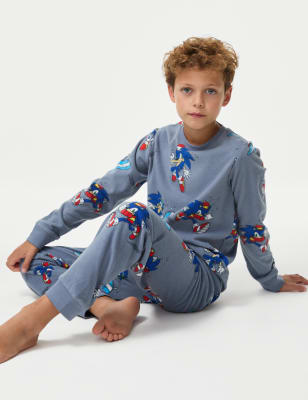 

Boys M&S Collection Fleece Sonic Pyjamas (3-14 Yrs) - Blue, Blue