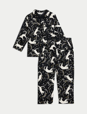 

Girls M&S Collection Pure Cotton Mini Me Cat Print Pyjamas (1-16 Yrs) - Black, Black