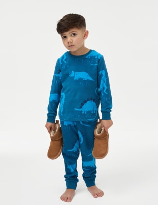 

Boys M&S Collection Fleece Dinosaur Pyjamas (1-8 Yrs) - Blue, Blue