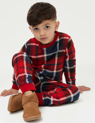 

Boys M&S Collection Fleece Checked Pyjamas (1-16 Yrs) - Red Mix, Red Mix