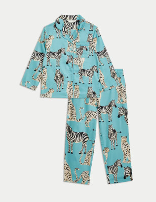 

Girls M&S Collection Kids' Zebra & Cheetah Family Christmas Pyjama Set (1-16 Yrs) - Blue, Blue