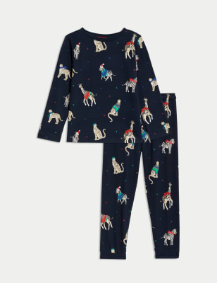 

Girls M&S Collection Pure Cotton Party Animal Pyjamas (1-16 Yrs) - Navy, Navy