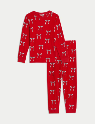 

Girls M&S Collection Fleece Bow Pyjamas (1-16 Yrs) - Red, Red