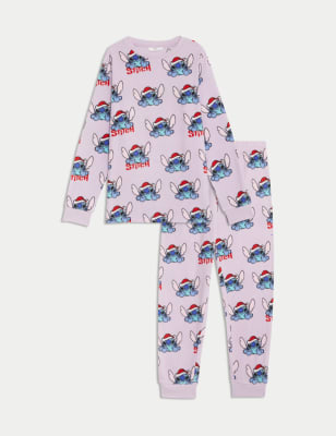 M&S Girls Lilo & Stitch Fleece Pyjamas (6-16 Yrs) - 9-10Y - Lavender, Lavender