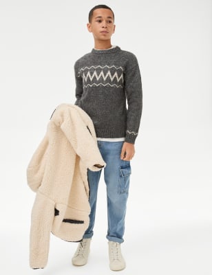 

Boys M&S Collection Fair Isle Christmas Jumper (6-16 Yrs) - Grey, Grey