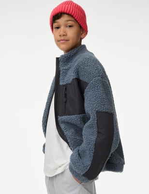 

Boys M&S Collection Borg Jacket (6-16 Yrs) - Blue Mix, Blue Mix