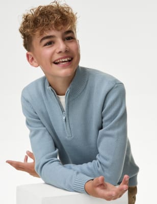 

Boys M&S Collection Half Zip Knitted Jumper (6-16 Yrs) - Light Steel Blue, Light Steel Blue