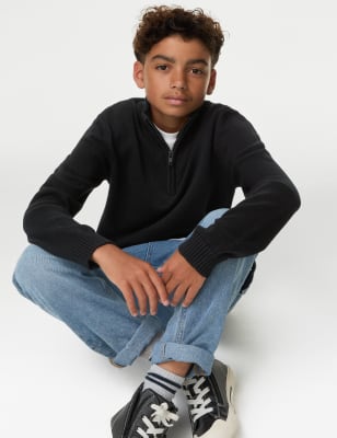 

Boys M&S Collection Half Zip Knitted Jumper (6-16 Yrs) - Black, Black