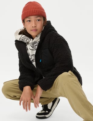 

M&S Collection Chaqueta de borreguito con capucha y cremallera (6-16 años) - Black Mix, Black Mix