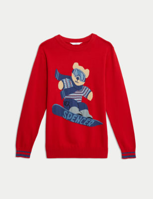 

Boys M&S Collection Pure Cotton Spencer Bear™ Jumper (6-16 Yrs) - Red, Red