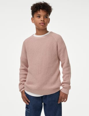 

Boys M&S Collection Pure Cotton Waffle Knit Jumper (2-16 Yrs) - Pink, Pink