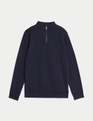 

Boys M&S Collection Cotton Rich Half Zip Sweatshirt (6-16 Yrs) - Navy, Navy