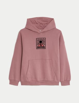 

M&S Collection Sudadera con capucha de algodón con gráfico de skater (6-16 años) - Berry, Berry
