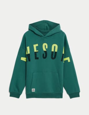 

Boys M&S Collection Cotton Rich Awesome Print Hoodie (2-16 Yrs) - Green, Green