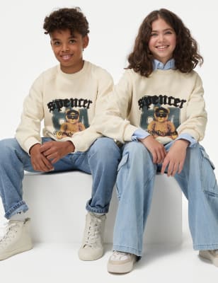 

Sweatshirt mit hohem Baumwollanteil und Spencer Bear™-Motiv (6-16 J.) - Ecru, Ecru